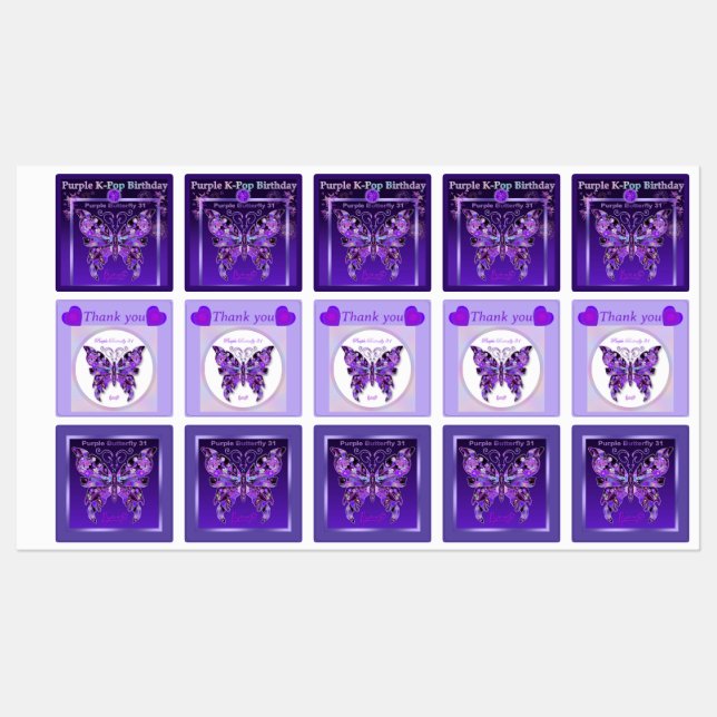 Étiquettes Papillon pourpre 31 (Feuille)
