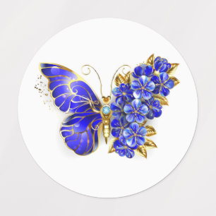 Étiquettes Papillon saphir à fleurs