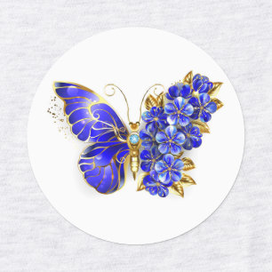 Étiquettes Papillon saphir à fleurs