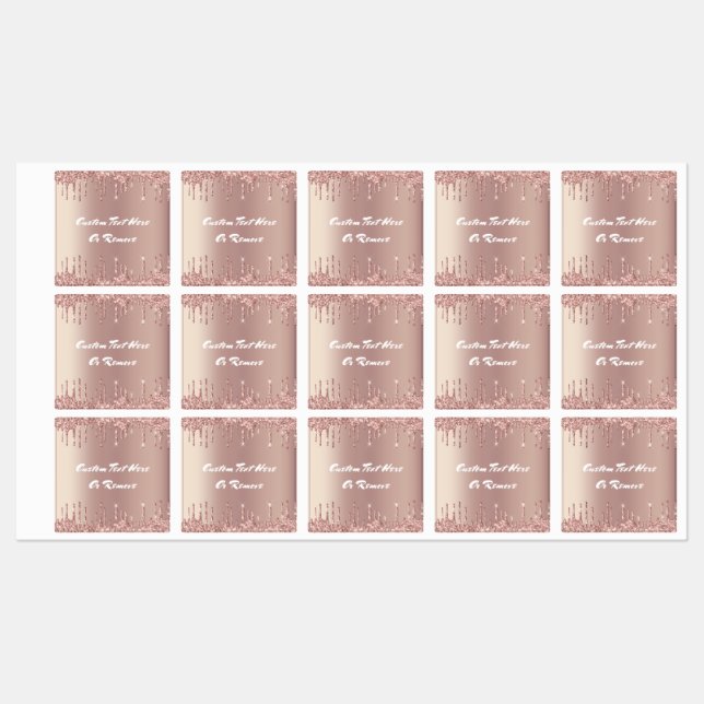 Étiquettes Parties scintillant Gold Blush rose Nom de texte p (Feuille)