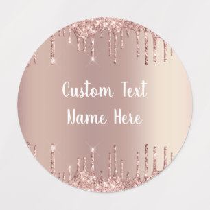 Étiquettes Parties scintillant Gold rose Nom de texte personn