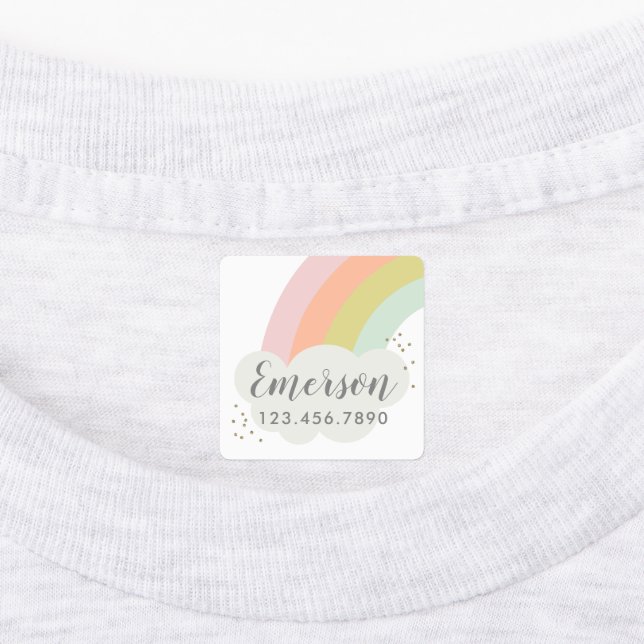 Étiquettes Pastel Rainbow Enfants (Apposé)