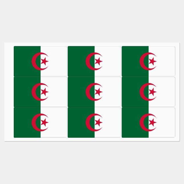 Étiquettes patriotiques avec drapeau d'Algérie (Feuille)