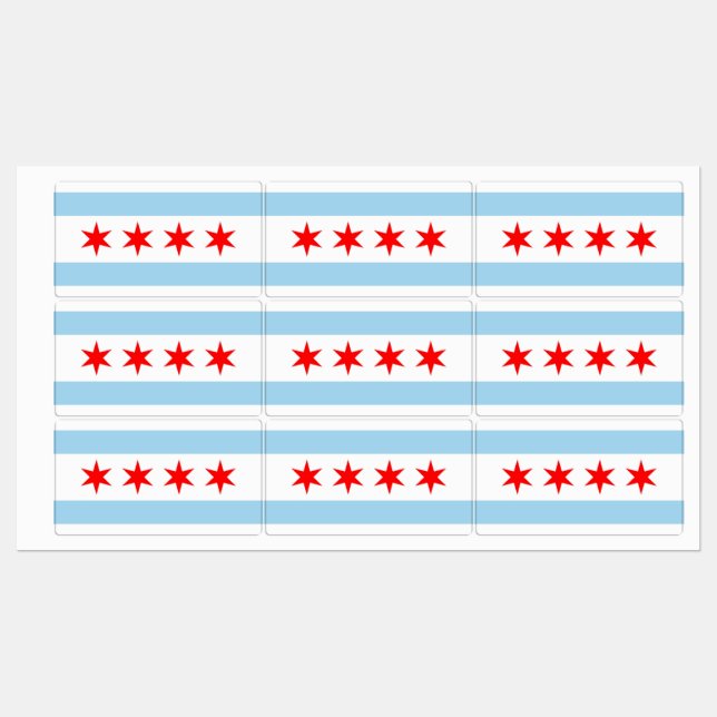 Étiquettes patriotiques avec drapeau de Chicago Ci (Feuille)