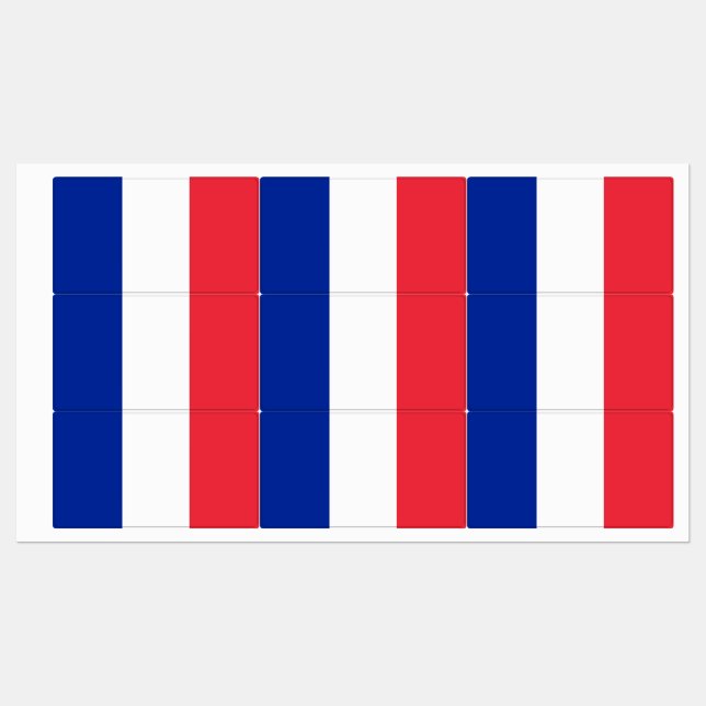 Étiquettes patriotiques avec drapeau de France (Feuille)