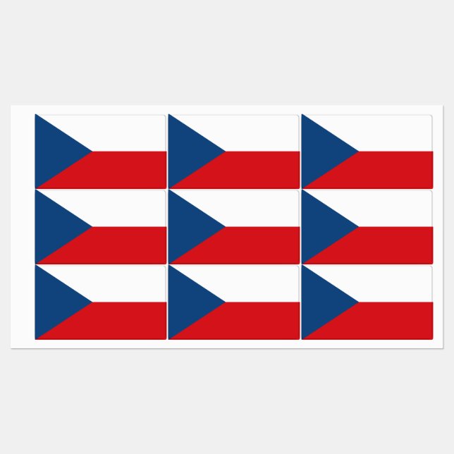 Étiquettes patriotiques avec drapeau de la Tchéqui (Feuille)