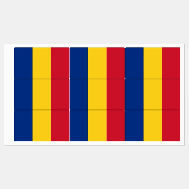 Étiquettes patriotiques avec drapeau de Roumanie (Feuille)