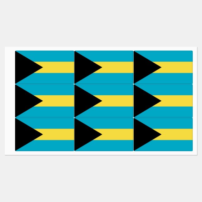 Étiquettes patriotiques avec drapeau des Bahamas (Feuille)