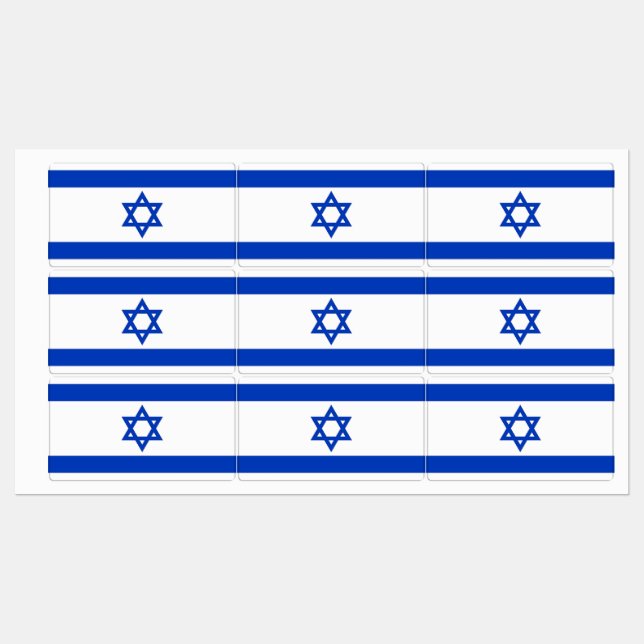 Étiquettes patriotiques avec drapeau d'Israël (Feuille)