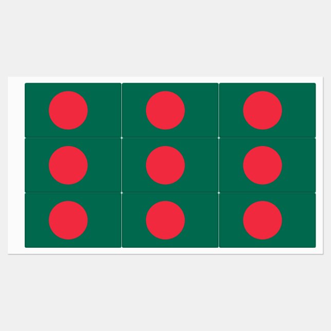 Étiquettes patriotiques avec drapeau du Bangladesh (Feuille)