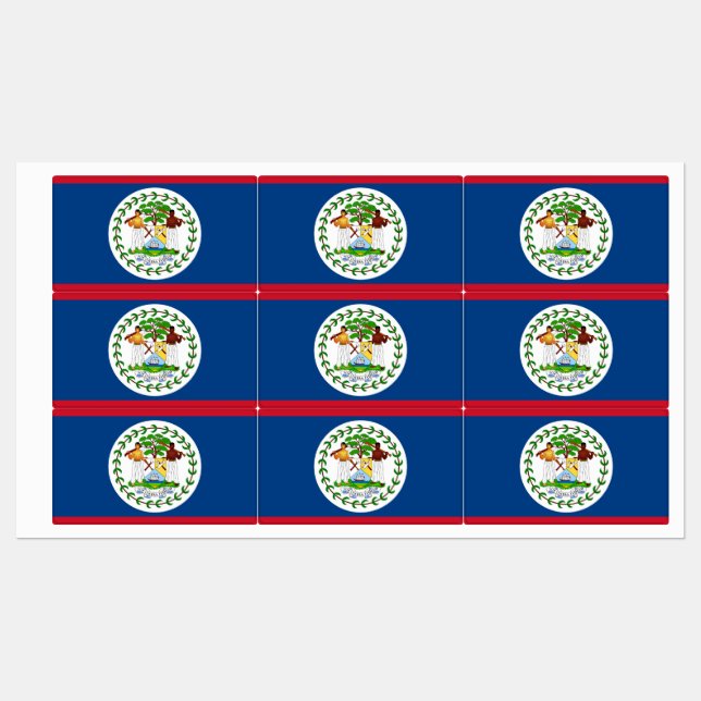 Étiquettes patriotiques avec drapeau du Belize (Feuille)