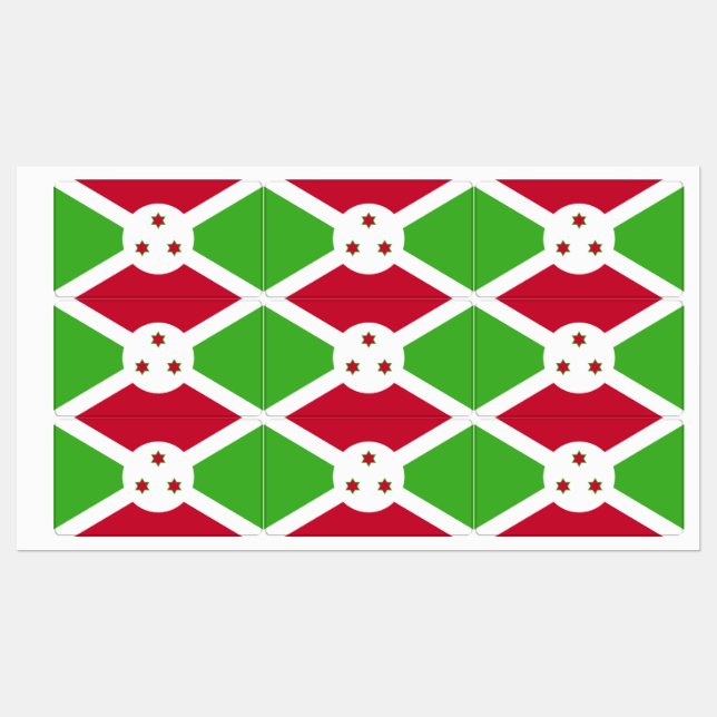 Étiquettes patriotiques avec drapeau du Burundi (Feuille)
