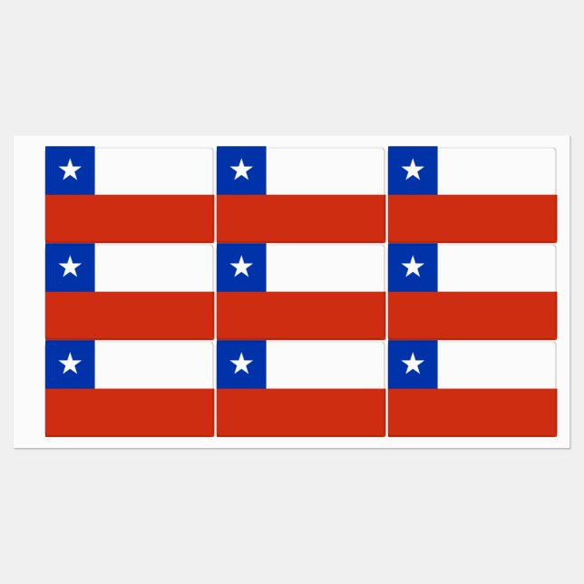 Étiquettes patriotiques avec drapeau du Chili (Feuille)