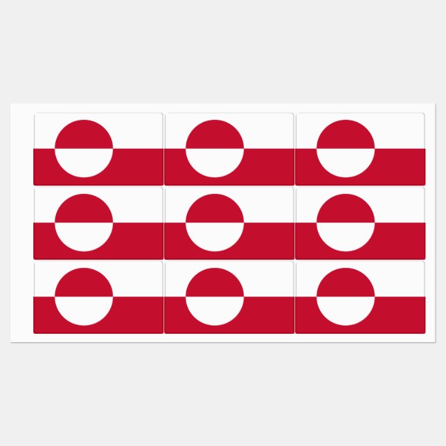 Étiquettes patriotiques avec drapeau du Groenland (Feuille)