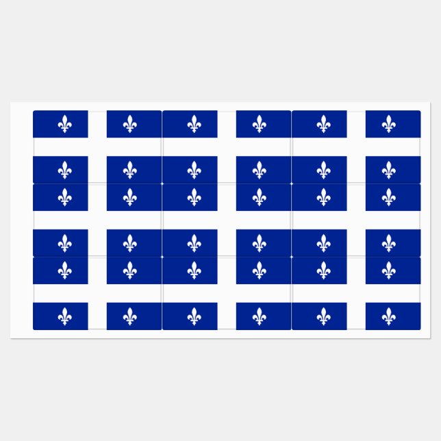 Étiquettes patriotiques avec drapeau du Québec (Feuille)