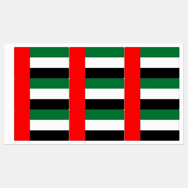 Étiquettes patriotiques avec le drapeau des EAU (Feuille)