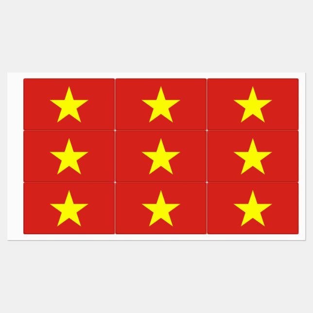 Étiquettes patriotiques avec le drapeau du Vietnam (Feuille)