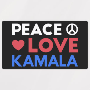 Étiquettes Peace Love Kamala I - Kamala Harris Pour Président