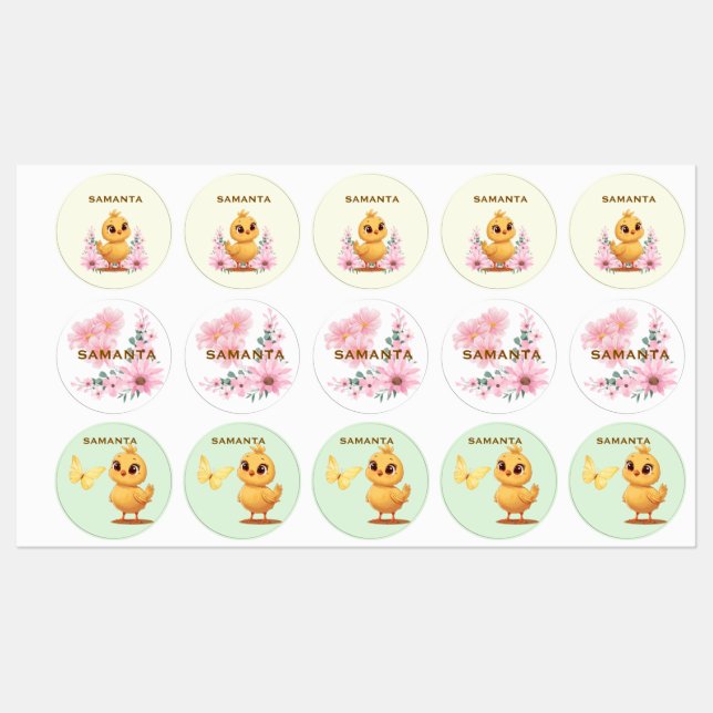 Étiquettes Personalized Chick Waterproof Labels  (Feuille)