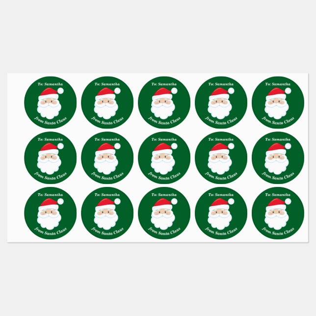 Étiquettes Personnalisé De Santa Claus Green Christmas Cadeau (Feuille)