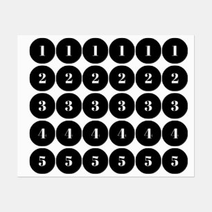 Étiquettes Personnaliser monogramme initial / nombre noir bla