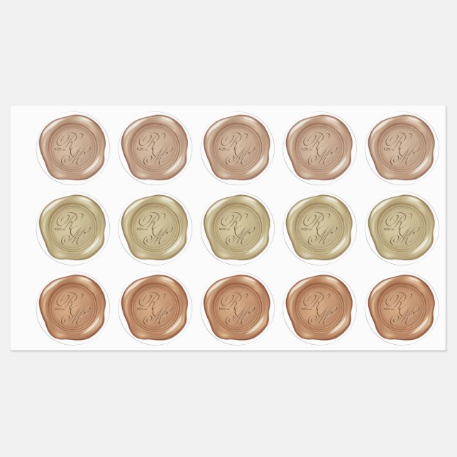 Étiquettes Phoques Monogrammes Faux Métalluriques Revêtement  (Feuille)