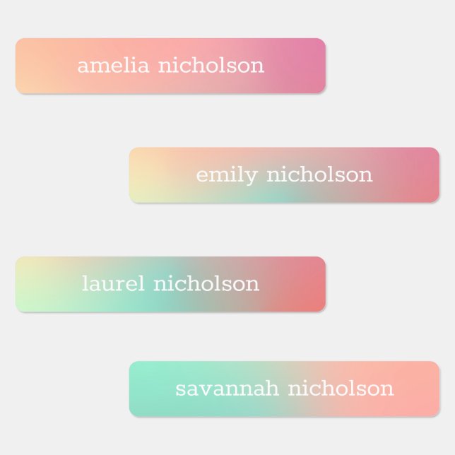 Étiquettes Pink Aqua Pastel Ombre imperméable (Groupe)