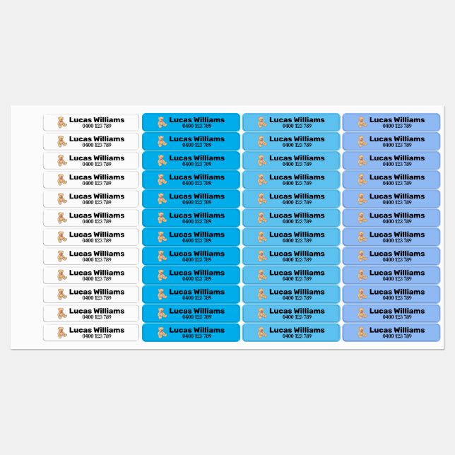 Étiquettes porter nom personnalisé & numéro de téléphone fer  (Feuille)