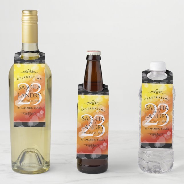 Étiquettes Pour Bouteilles 23e anniversaire de Mariage de Topaz impérial (En situation)