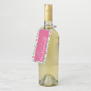 Étiquettes Pour Bouteilles Abstraits cintres à flûte à fleurs Hot rose Mint v