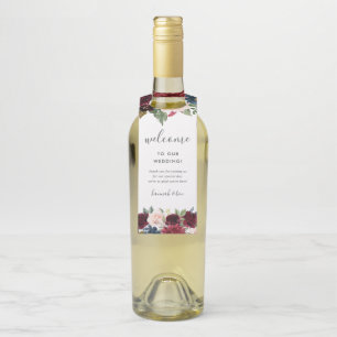 Étiquettes Pour Bouteilles Accueil du Mariage de fleurs radieuses