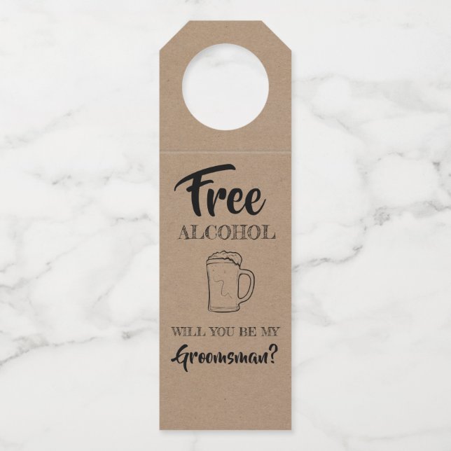 Étiquettes Pour Bouteilles Alcool gratuit - Proposition amusante des Groomsme (Devant)