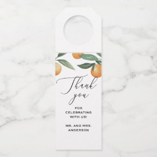 Étiquettes Pour Bouteilles Aquarelle agrumes jardin fleuri mariage merci