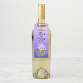 Étiquettes Pour Bouteilles Aquarelle Cactus à fleur blanche