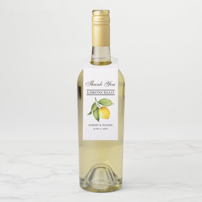 Étiquettes Pour Bouteilles Aquarelle Citron Limoncello Mariage Kraft (Sur bouteille)