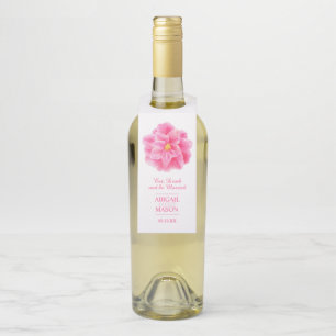 Étiquettes Pour Bouteilles Aquarelle rose camélia d'hiver mariage de printemp
