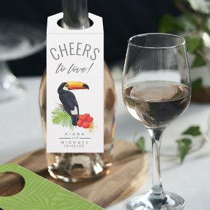 Étiquettes Pour Bouteilles Aquarelle Tropical Cheers to Love Green ID577