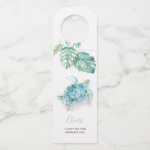Étiquettes Pour Bouteilles Aquarelle Tropicale Turquoise Blue Sea Turtle