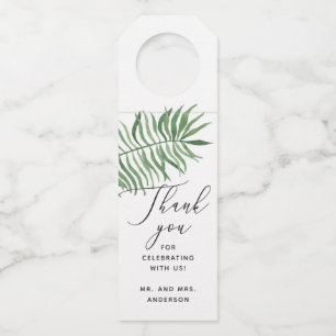 Étiquettes Pour Bouteilles Aquarelle verdure tropicale mariage merci