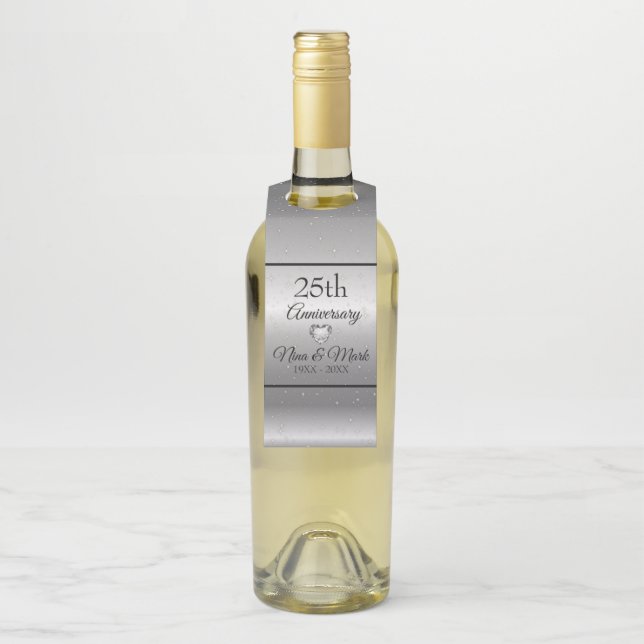Étiquettes Pour Bouteilles Arrière - plan Argent Avec Étincelles (Sur bouteille)