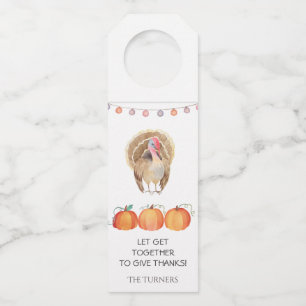 Étiquettes Pour Bouteilles Automne Arbres Citrouille Turquie Thanksgiving Par