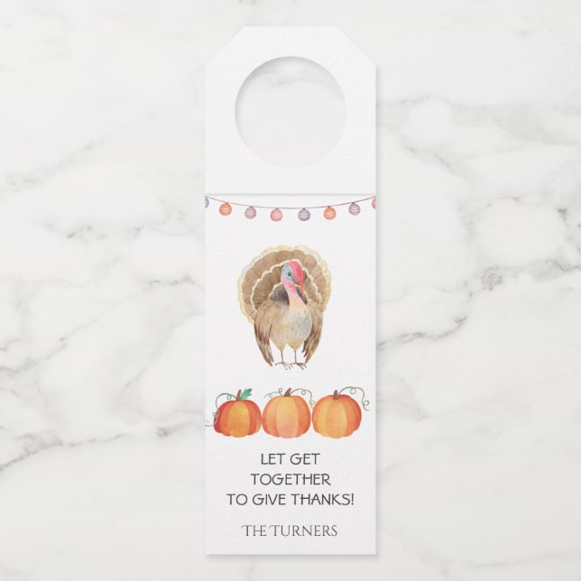 Étiquettes Pour Bouteilles Automne Arbres Citrouille Turquie Thanksgiving Par (Devant)