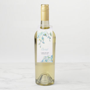 Étiquettes Pour Bouteilles Balise Aquarelle Blue Floral Wine