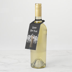 Étiquettes Pour Bouteilles Balise Champagne Black & White Bokeh Bottle Hanger