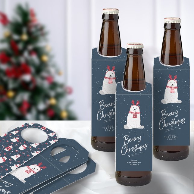 Étiquettes Pour Bouteilles Balise de Noël de la barbe polaire ID851 (Front/Back In Situ)