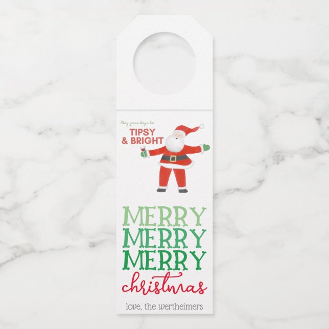 Étiquettes Pour Bouteilles Balises Boozy Père Noël Bottle (Devant)