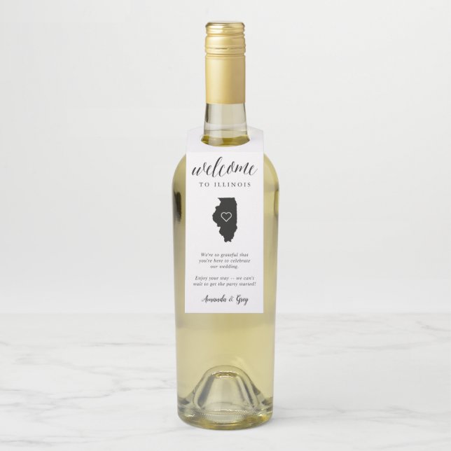 Étiquettes Pour Bouteilles Bienvenue au mariage dans l'Illinois (Sur bouteille)