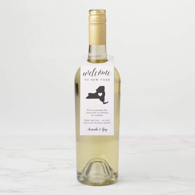 Étiquettes Pour Bouteilles Bienvenue au Mariage de l'État de New York (Sur bouteille)