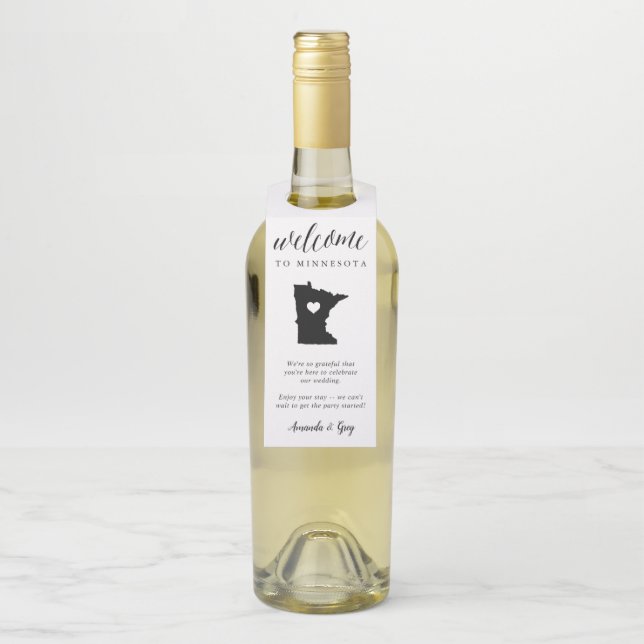 Étiquettes Pour Bouteilles Bienvenue au Mariage d'État du Minnesota (Sur bouteille)