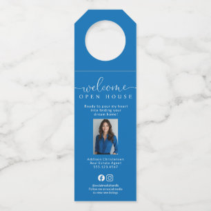 Étiquettes Pour Bouteilles Bleu Custom Realtor Open House Bouteille d'eau